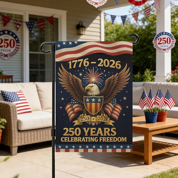 250 Anniversary Usa Garden Flags for Outside, 250 Anniversary USA Flag 1776-2026 Commemorative Patriotic Yard Sign Outdoor Banner Yard Sign 4th of July Decorations Double Sided Waterproof 250 Year American Flag 12x18 Inch