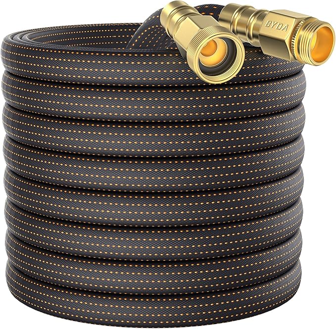 10FT Lightweight Garden Hose,Non-Slip Handles,Non-kink Hose,Flexible Water Hose Leader Hose for Boats, RV Water Hose,Marine Washdown,Lawn,Garden,Leakproof TPE Hose (OrangeBlack, 10 Ft)