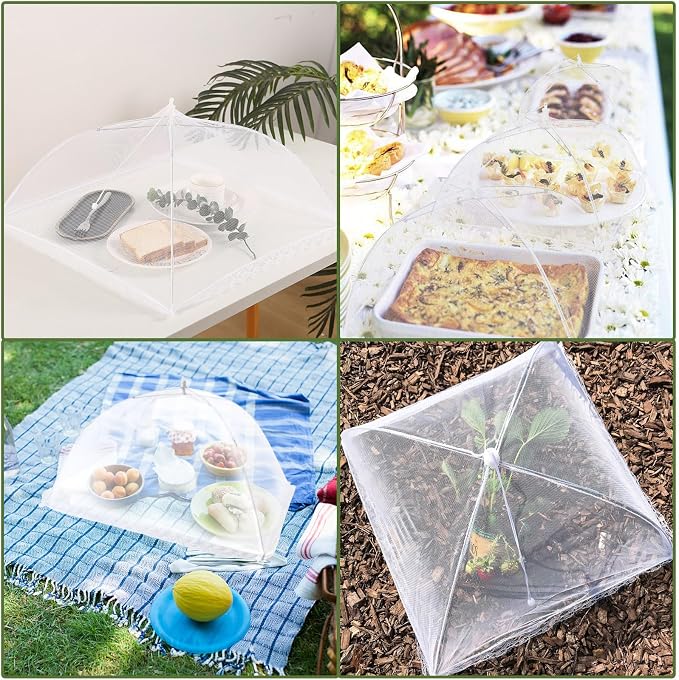 6 Pack Food Tents/Food Covers for Outdoor Mesh Screen Include 6 Standard (17"X 17") Collapsible and Reusable Mesh Food Covers for Outside, Picnic Accessories, BBQ