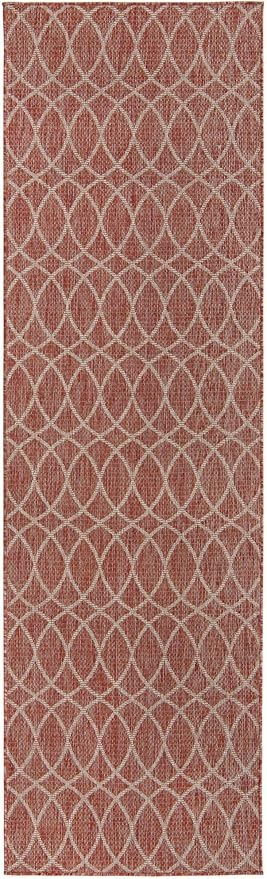 Unique Loom Outdoor Trellis Collection Area Rug - Gitter (2' 11" x 10' Runner, Rust Red/ Ivory)