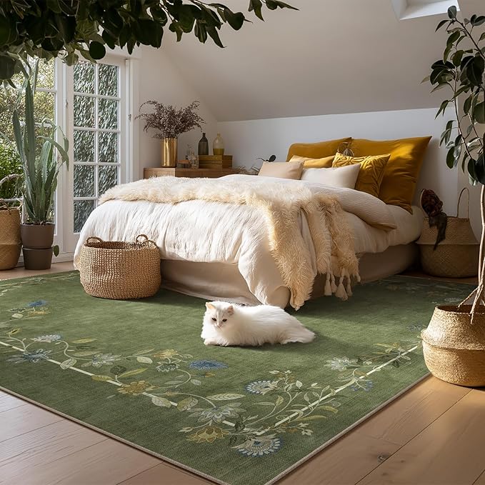 10x12 Area Rug for Living Room: Washable Rugs Stain Resistant Non Slip Low Pile Ultra Soft Faux Wool Lightweight Large Rugs for Bedroom Dining Room Under Table Rug Nursery Farmhouse Home Office Indoor