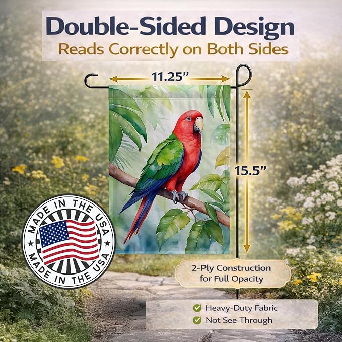 Caroline's Treasures Eclectus Parrot Garden Flag Mailbox Flag Decorative Yard Flag Banner Outside Patio Artwork Yard Flower Beds, Garden Size, Multicolor