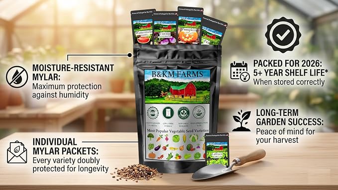 30 Variety Culinary Herb & Vegetable Seed Collection - 30,000+ Heirloom Seeds for Planting: Non-GMO USA Sourced; Easy-to-Grow Garden Favorites in Resealable Mylar Bags with Professional Growers Guide