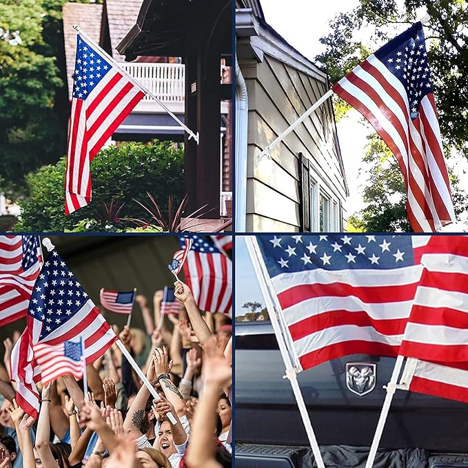 White Flag Pole for House with Holder Bracket,5-6ft Tangle Free Flag Poles for Outside House,Heavy Duty House Flag Pole Kit for 3x5 American Flags, Metal Flagpoles Residential for Outdoor Porch Garage