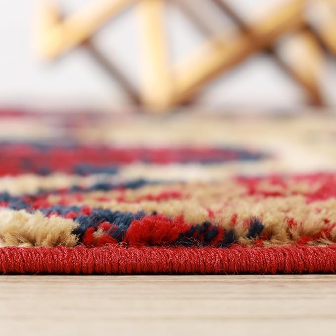 SUPERIOR Modern Indoor Area Rug, Non Slip Rug, 5'x8', Red Blue | Geometric Design Floor Décor, Easy Care High Traffic Areas Living Dining Room, Bedroom, Office, Entryway, Viking Collection