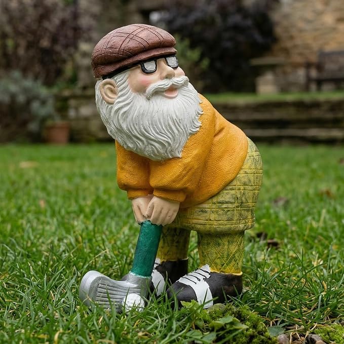 Elenon Golf Gnome Garden Statue, Adorable Outdoor Flower Bed Decor, Funny Yard Patio Art Dwarf Sculptures Table Ornament Decorative