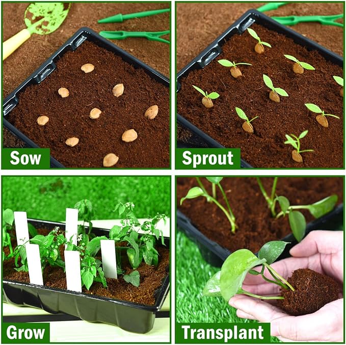 YoleShy 5 Packs Seed Starter Tray with Dome Reusable Plastic Plant Growing Trays with Humidity Domes Thickened Sturdy for Seed Starting Germination Growing Seedling Propagation,14.5"x9"