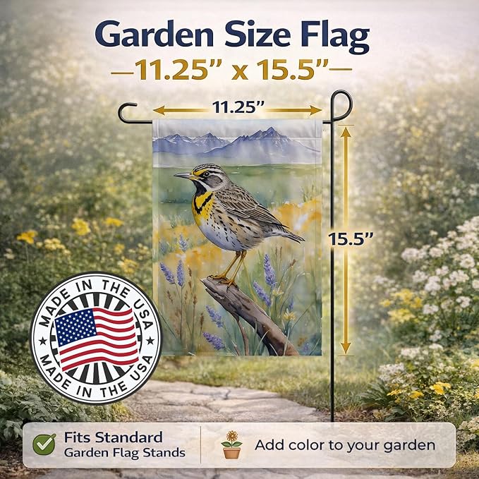 Caroline's Treasures Wyoming Western Meadowlark Garden Flag Mailbox Flag Decorative Yard Flag Banner Outside Patio Artwork Yard Flower Beds, Garden Size, Multicolor
