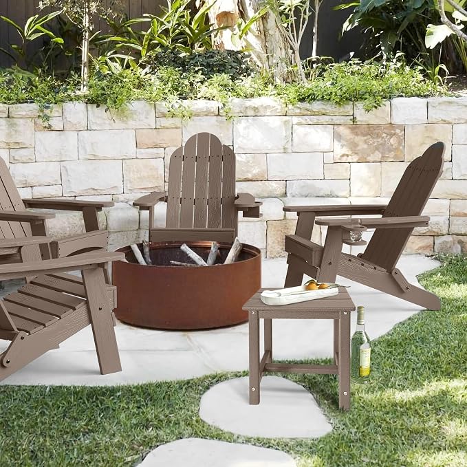 GARDENSTAR Adirondack Square Side Table,one-Tier Outdoor end Table, Patio Side Table for Pool,Porch,Backyard,Relaxing Companion (Teak)