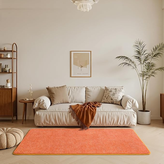 Chicrug Memory Foam 2x6 Runner Rugs for Hallway Entryway Bedroom | Low-Pile Soft Carpet Runner Rug for Kitchen, 6ft Kids Rug for Bedside Dorm Room Decor, Orange and White