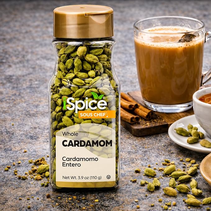 iSpice Cardamom Seeds Whole (3.9 Oz) 110g | Cardamom Pods Whole Pure And Fresh | Kosher | Aromatic Essential Kitchen Herbs