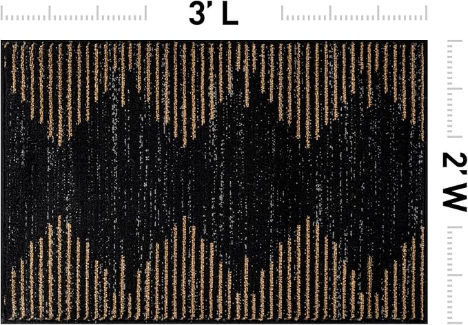 Rugshop Bohemian Stripe Stain Resistant High Traffic Area Rug Camel 2' x 3' | Rectangular, Size 2' x 3', Living Room, Bedroom, Dining Room, Home Office, Kitchen, Entryway, Hallway, Nursery, Kids Room