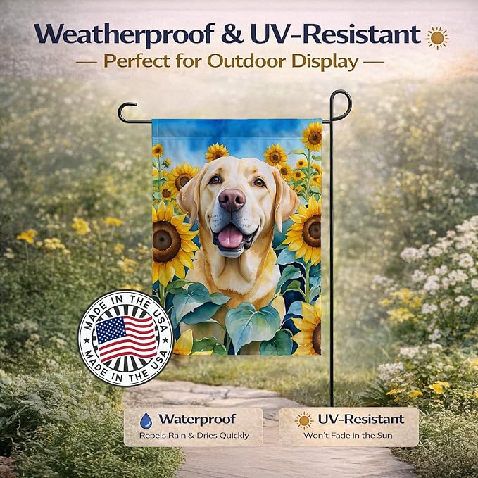 Caroline's Treasures DAC6111GF Labrador Retriever in Sunflowers Garden Flag Mailbox Flag Decorative Yard Flag Banner Outside Patio Artwork Yard Flower Beds, Garden Size, Multicolor