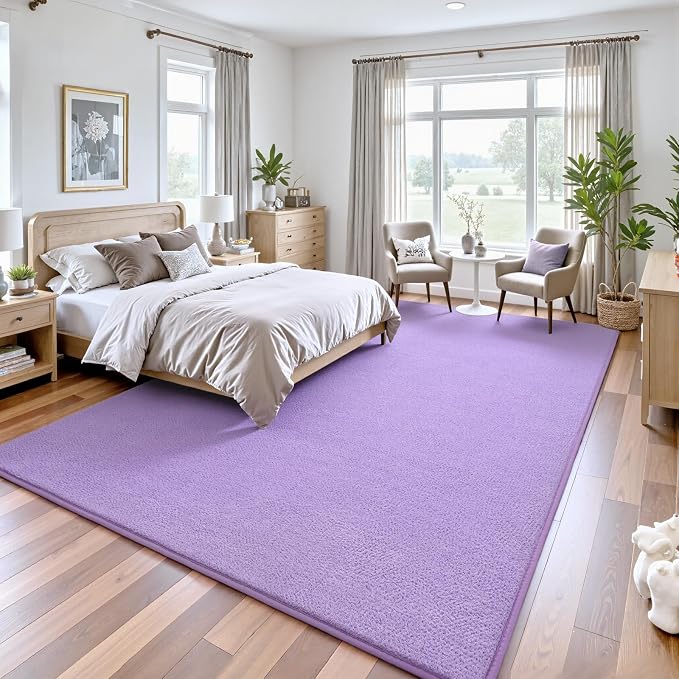 Keeko 5x7 Area Rugs for Living Room,Soft Washable Memory Foam Bedroom Rug | Indoor Throw Rug Low Pile Minimalist Non Slip Carpet for Kids Nursery Classroom Dorm Room Home Decor Purple