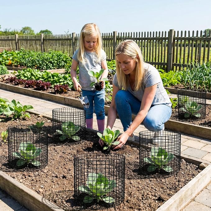Plant Protector from Animals, 6 Set Plant Cages for Outdoor Plants 12'' x 16'' Metal Wire Protectors for Plants, Protection Cages with Stakes & Zip Ties, to Keep Rabbits Chicken Duck Out for Garden