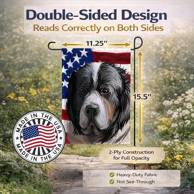 Caroline's Treasures CK6669GF Pyrenean Mastiff Dog American Flag Garden Flag Mailbox Flag Decorative Yard Flag Banner Outside Patio Artwork Yard Flower Beds, Garden Size, Multicolor