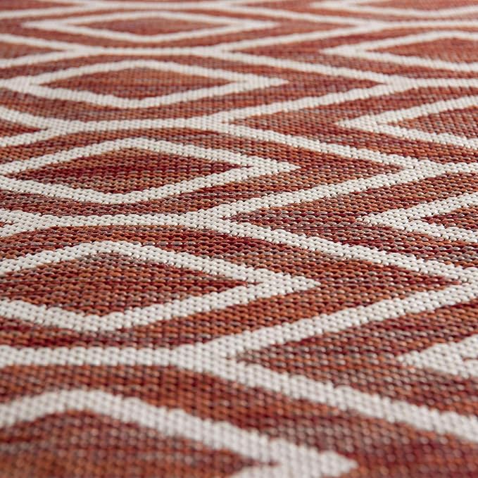 Jill Zarin Outdoor Collection Area Rug - Turks and Caicos (5' 3" x 8' Oval Rust Red/Ivory)