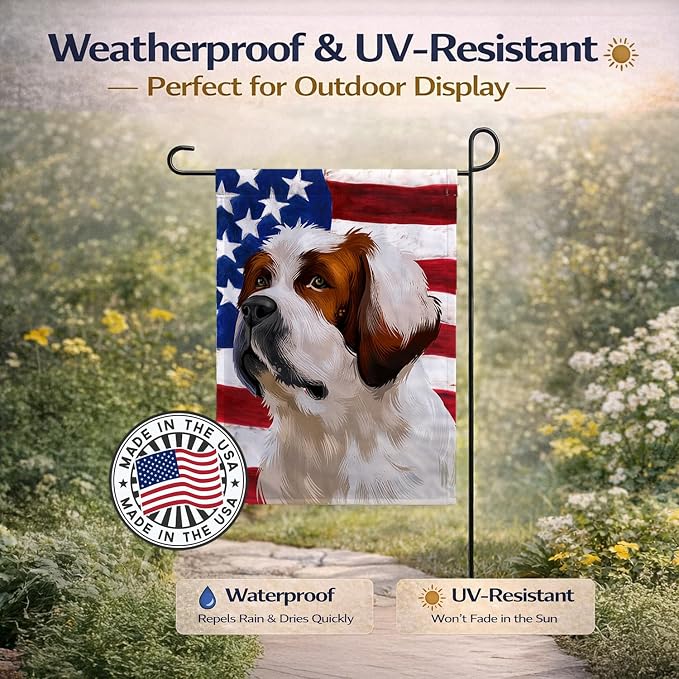 Caroline's Treasures CK6393GF Alpine Mastiff American Flag Garden Flag Mailbox Flag Decorative Yard Flag Banner Outside Patio Artwork Yard Flower Beds, Garden Size, Multicolor