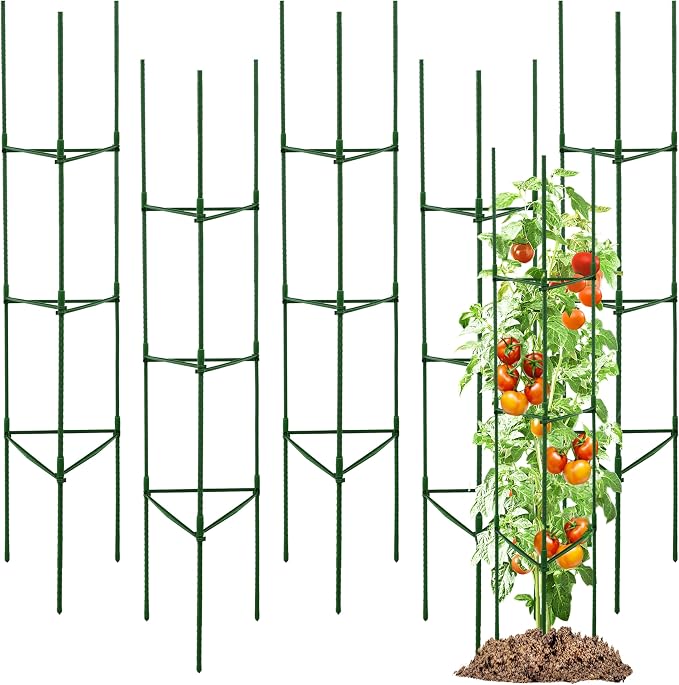 TCBWFY 6-Pack 63-Inch Adjustable Tomato Cages, Heavy-Duty Metal Plant Support Trellis for Garden and Pots, DIY Tomato Stakes, Height Adjustable 16 to 378 Inches