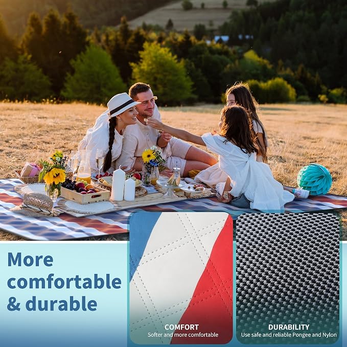 ANJ Outdoors Extra Large Waterproof Picnic Blankets | Foldable Sandproof Beach Blanket N Outdoor Blanket | 5-Layer Machine Washable Soft Picnic Mat for Camping, Grass, Park N Stadium
