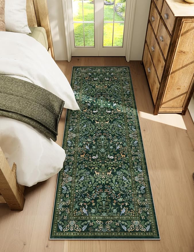 Washable Runners for Hallways Kitchen Rugs: 2'6"x8' Runner Rug Stain Resistant Non Slip Low Pile Soft Carpet Runners Rug for Entryway Hallway Bedroom Kitchen Indoor Laundry Room