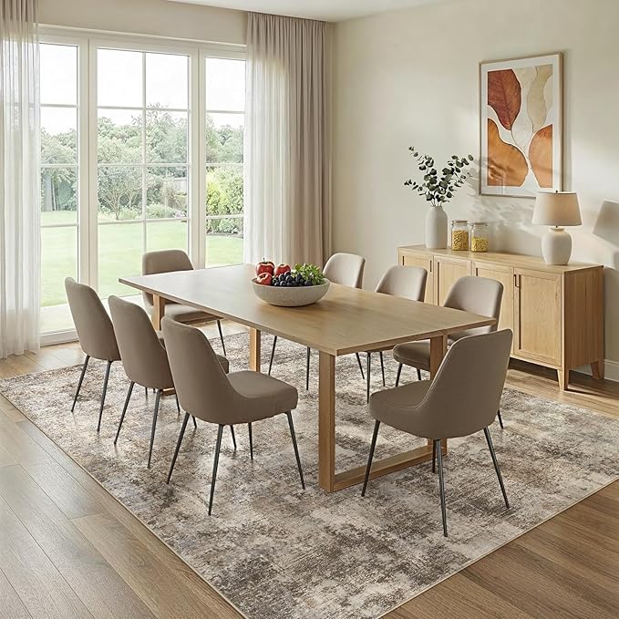 10x12 Area Rug Washable Abstract Rugs for Living Room Dark Brown | for Bedroom, Dining Room, Office, Nursery, Soft Neutral, Low Pile Non-Slip, Kid Pet Friendly, Large Indoor Carpet, Home Decor