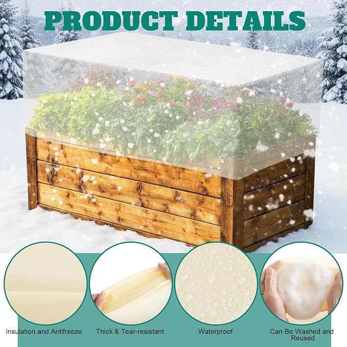 4 Pcs Plant Covers Freeze Protection 52×28.3×19.7 Inch Rectangular Plant Box Cover with Drawstring Large Tree Covers Frost Protection Blankets for Outdoor Garden Raised Beds(Yellow)