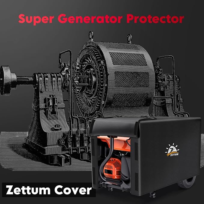 Zettum Generator Cover 26 Inch - 600D Outdoor Generator Covers Heavy Duty Waterproof, Small Equipment Cover Outside for DuroMax, Westinghouse, Champion, Predator, Honda Portable Generator 3000-6000W