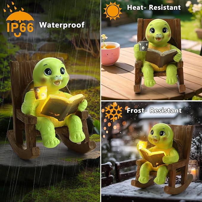 Solar Garden Turtle Statues with Lights, Yard Decorations for Patio, Lawn, Balcony and Porch, Outdoor Waterproof Garden Decor, Unique Mother’s Day Gift for Mom Grandma Women