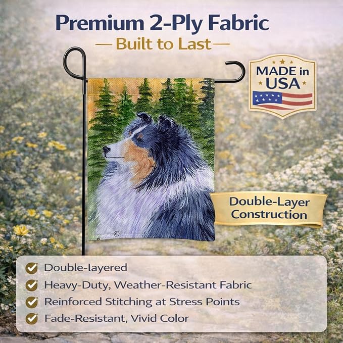 Caroline's Treasures SS8142GF Sheltie Garden Flag Mailbox Flag Decorative Yard Flag Banner Outside Patio Artwork Yard Flower Beds, Garden Size, Multicolor