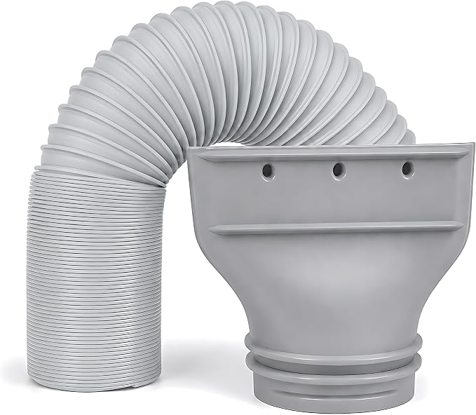 Portable AC Exhaust Hose Kit - 1 Inch Flat Nozzle + 59 Inch Hose | Vent kit for 3D printers, laser engravers & portable ACs. 1in flat nozzle + 59in hose + adapter. Dual-thread. No drilling.