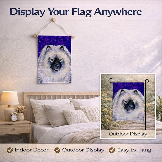 Caroline's Treasures SS8691GF Keeshond Garden Flag Mailbox Flag Decorative Yard Flag Banner Outside Patio Artwork Yard Flower Beds, Garden Size, Multicolor