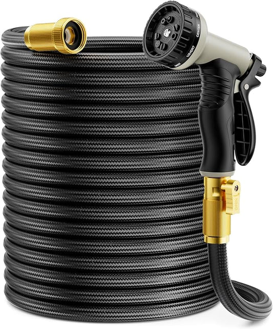 Garden Hose 75 ft Non-Expandable, Flexible Water Hose, Lightweight Hose with 10-Function Nozzle for Yard, Portable, Leak Proof, All-Weather Water Pipe for Outdoor, Car Wash, RV, Lawn