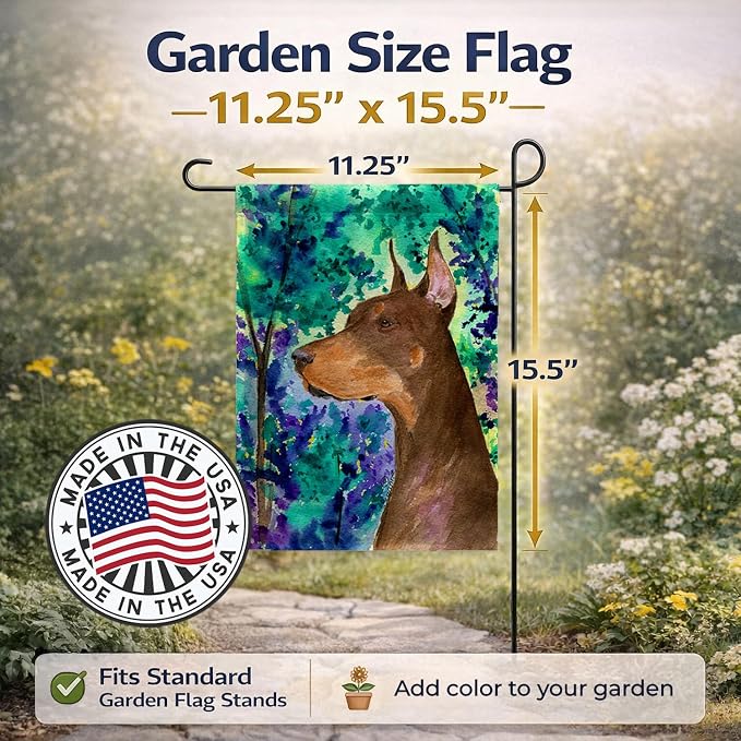 Caroline's Treasures SS8457GF Doberman Garden Flag Mailbox Flag Decorative Yard Flag Banner Outside Patio Artwork Yard Flower Beds, Garden Size, Multicolor