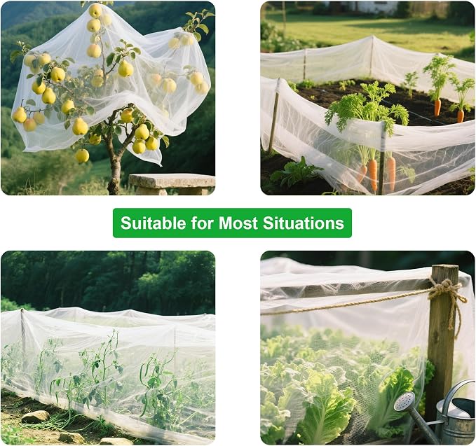 Garden Netting 10x50FT Ultra Fine Mesh Netting Bird Barrier Protection Vegetable Fruit Tree Bushes Plant Cover for Raised Bed