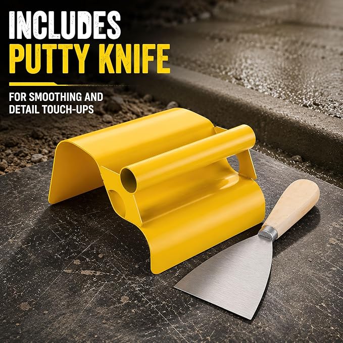 Concrete Curb Trowel, Landscape Curb Trowel with Putty Knife Stainless Steel Curb Tool for Concrete Edging and Border Finishing