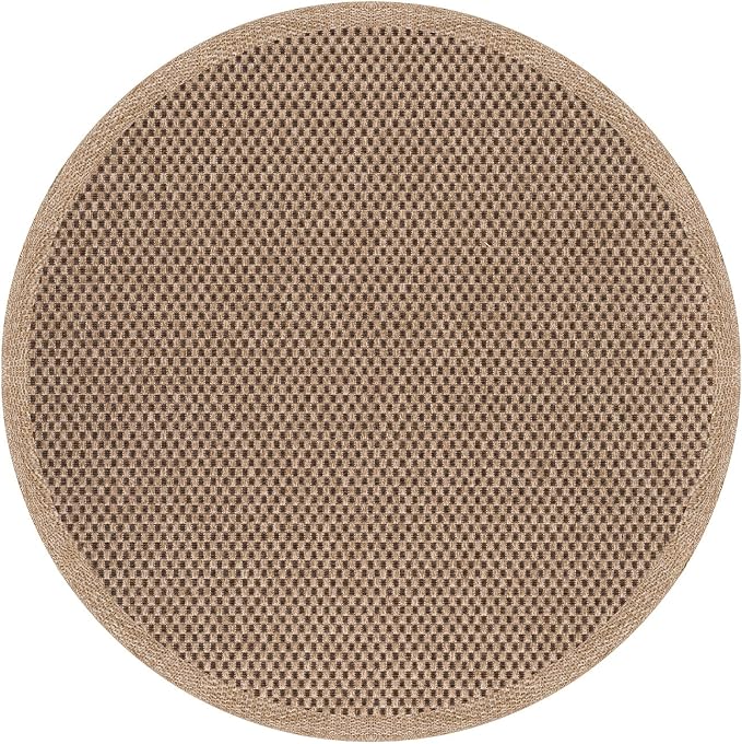 CAMILSON Easy Jute Round Rug 4ft Indoor Outdoor Natural Color Fiber Area Rugs for Living Room Patio and Kitchen Rug, Sisal Boho Woven Design Easy-Cleaning Washable Outside Carpet Alfombras (4 Round)