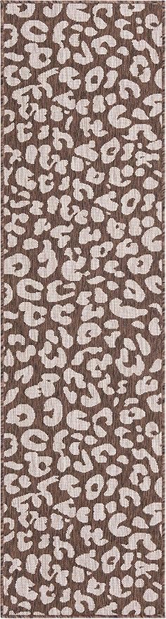 Unique Loom Outdoor Safari Collection Area Rug - Leopard (2' x 7' 10" Runner, Brown/ Light Brown)