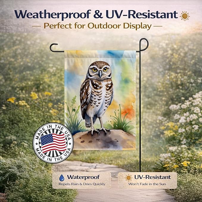 Caroline's Treasures Burrowing Owl Garden Flag Mailbox Flag Decorative Yard Flag Banner Outside Patio Artwork Yard Flower Beds, Garden Size, Multicolor