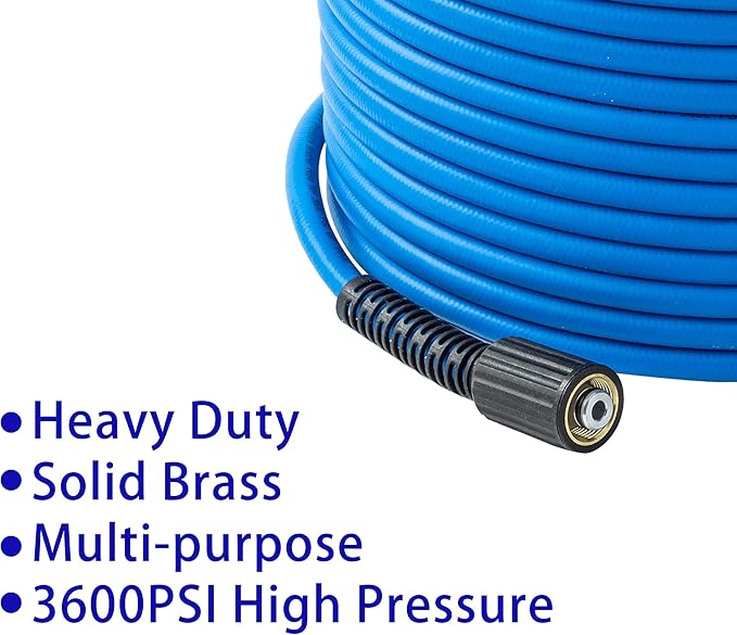 FIXFANS Pressure Washer Hose – 1/4" X 50 FT High Power Washer Extension Hose – Kink & Wear Resistant High Pressure Hose for Replacement – Compatible with M22 Fittings – 3600PSI