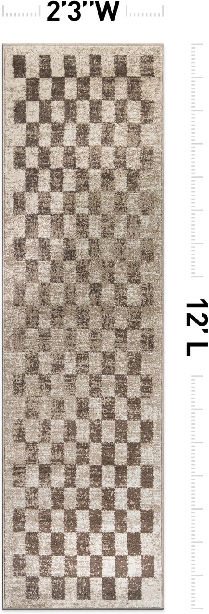 Rugshop Contemporary Checkered Grid Textured Runner Rug Beige 2' 3" x 12' | Size 2' 3" x 12', Living Room, Bedroom, Dining Room, Home Office, Kitchen, Entryway, Hallway, Nursery, Kids Room, Guest Room