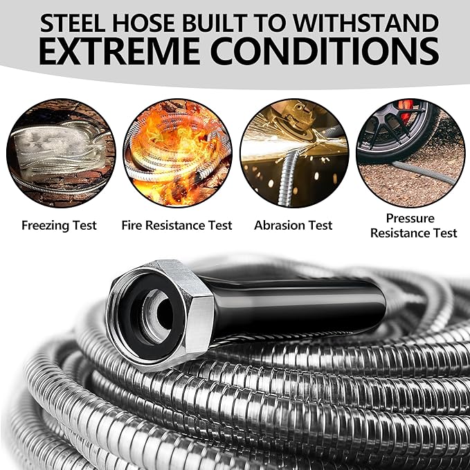 150ft Garden Hsoe - 2026 New 304 Stainless Steel Garden Hose with 3/4'' Fittings – Lightweight, Durable, and Kink-Free, Metal Water Hoses for Gardening