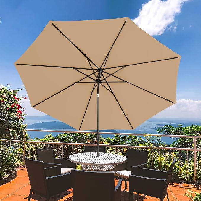 Sundale Outdoor Olefin 5-Year-Non-Fading Patio Umbrella with Sand Bag Base, Outdoor Umbrella with Tilt and Crank, Red