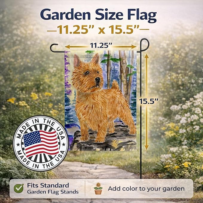 Caroline's Treasures SS8011BGF Norwich Terrier Garden Flag Mailbox Flag Decorative Yard Flag Banner Outside Patio Artwork Yard Flower Beds, Garden Size, Multicolor