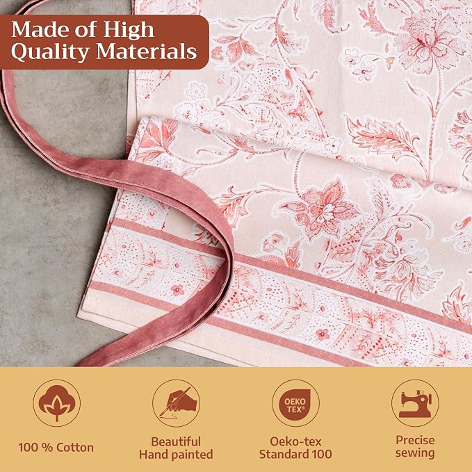 Maison d' Hermine Aprons for women with Pocket 100% Cotton (27.50"x31.50") | Adjustable Neck Strap & long ties Apron Men Chef Wedding Cooking Gardening Server Maid