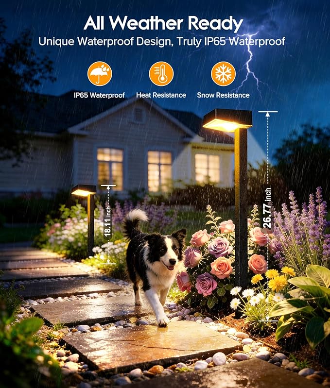 ELECLINK Solar Pathway Lights Outdoor, 6 Pack Garden Lights Solar Powered Path Lights with Larger LED Lens, 2 Light Modes Waterproof Outdoor Solar Light for Yard Driveway Walkway Landscape Patio Lawn