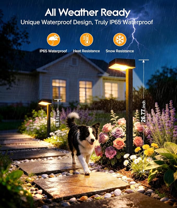 ELECLINK Solar Pathway Lights Outdoor, 4 Pack Garden Lights Solar Powered Path Lights with Larger LED Lens, 2 Light Modes Waterproof Outdoor Solar Light for Yard Driveway Walkway Landscape Patio Lawn
