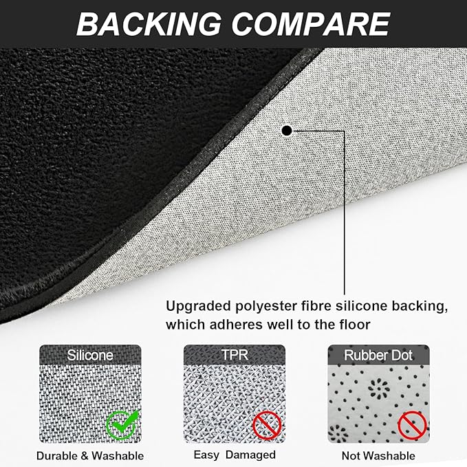 Vasofe 6x9 Black Rug, Large Rugs for Living Room Bedroom, Washable Area Rug | Modern Non-Slip Rug, Low Pile Indoor Soft Thickened Memory Foam Carpets for Boys Girls Room Apartment Classroom Dorm Decor