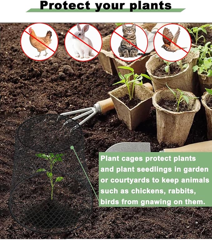 vensovo 12 Pcs Chicken Wire Cloche Plant Covers, 9 inch Metal Plant Protectors from Animals, Heavy-Duty Garden Netting to Keep Rabbits, Squirrels, Birds & Other Small Animals Out