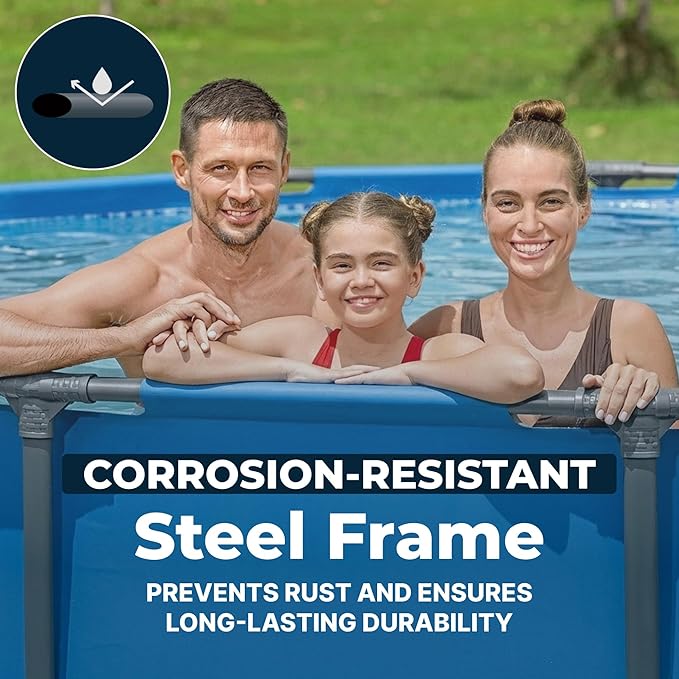 Bestway Steel Pro MAX 14’ x 42 Above Ground Swimming Pool, Pool Only, Blue | Round Durable Metal Frame Pool, Outdoor Backyard Water Activity - Includes Puncture-Resistant Liner, No-Tool Setup
